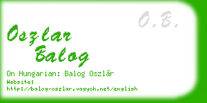 oszlar balog business card